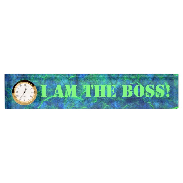 Neon blue green psychedelic Japanese rice paper Nameplate (Front)