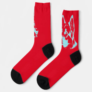 Neon Blue Husky Socks