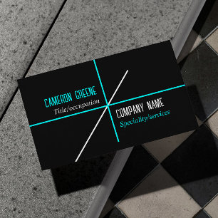 Neon Blue Lines Black Business Card