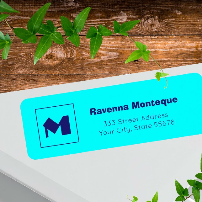 Neon Blue Modern Personalized Monogram Letter Name (Creator Uploaded)