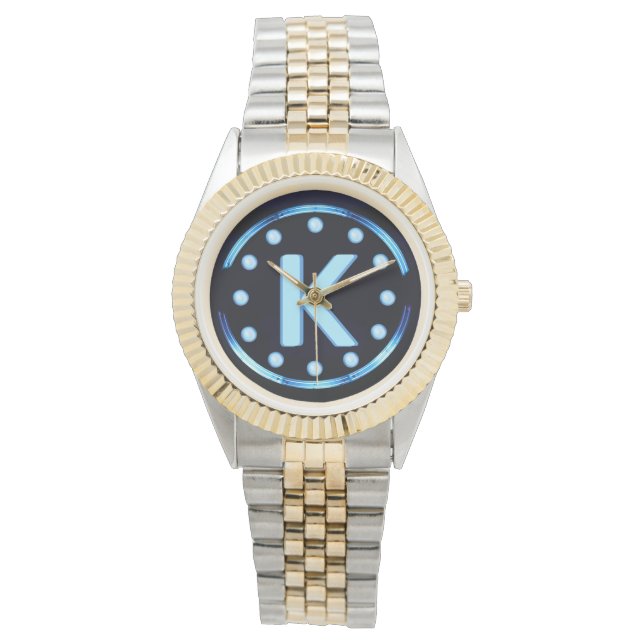 Neon Blue Monogrammed Watch (Front)