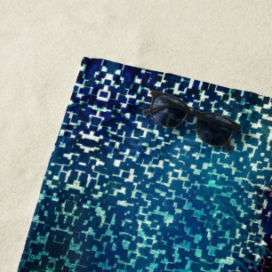 Neon blue mosaic style over rough hammered glass beach towel