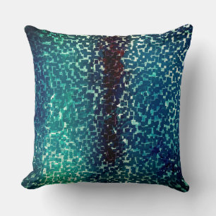Neon blue mosaic style over rough hammered glass cushion