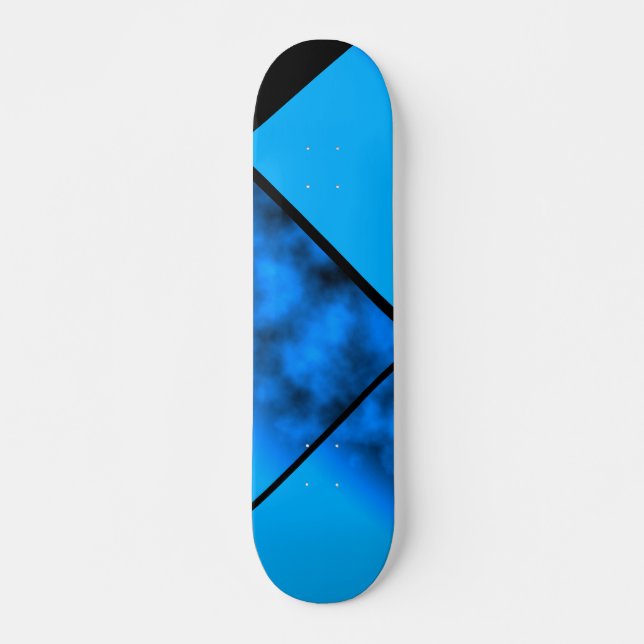 Neon Blue Night Sky With Black Customisable Deck 0 Skateboard (Front)
