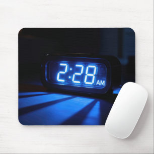 Neon Blue Nightstand Clock Mouse Mat