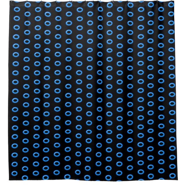 Neon Blue on Black Shower Curtain (Front)