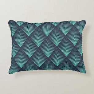 Neon Blue Op-Art Chevron. Decorative Cushion