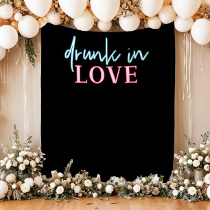 Neon Blue Pink Drunk In Love Photo Backdrop Tapestry