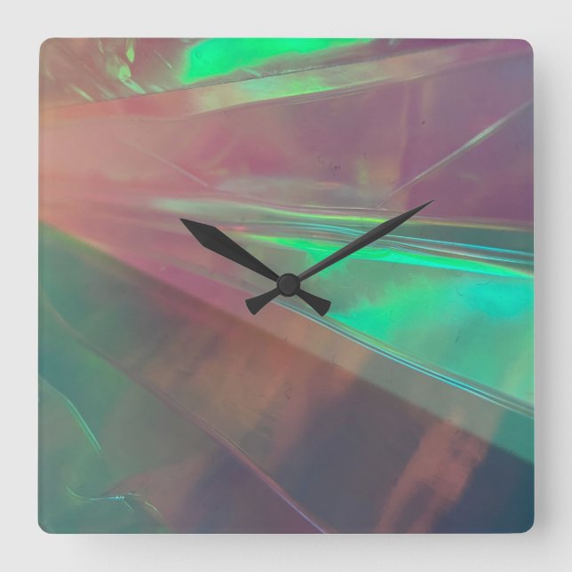 neon blue pink green synth wave  Luminous lights Square Wall Clock (Front)