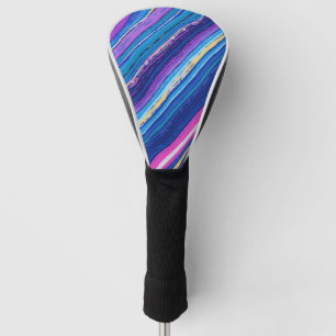 Neon Blue, Pink & Yellow Waves – Bold Vibrant Golf Head Cover
