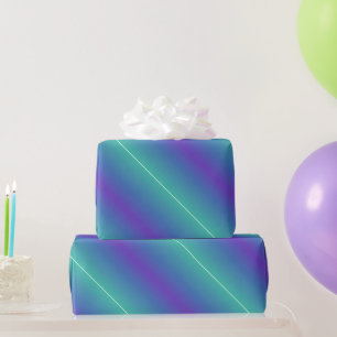 Neon Blue, Purple & Green Stripes Wrapping Paper