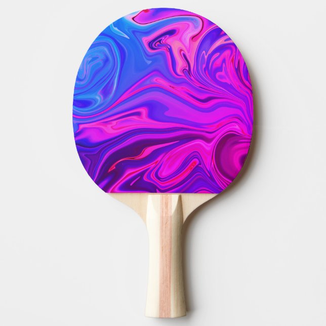 Neon Blue Purple Pink Abstract Pattern Ping Pong Paddle (Front)