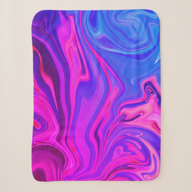 Neon Blue Purple Pink Abstract Pattern  Sherpa Blanket (Front)
