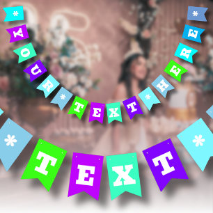 Neon Blue Shades Solid Colour Custom Bunting