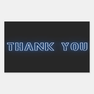 Neon Blue Sign Trendy Thank You Rectangular Sticker