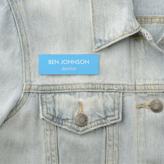 Neon blue simple custom name name tag (In Situ)