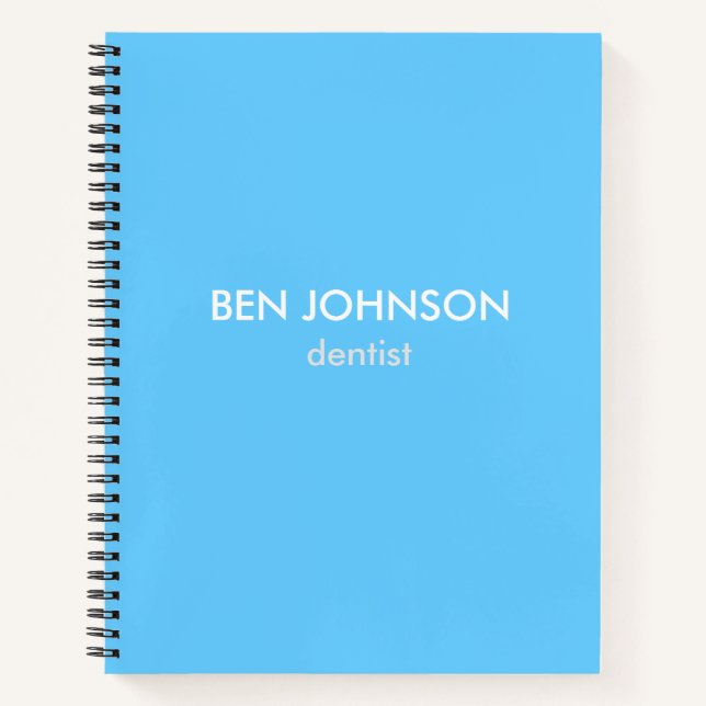 Neon blue simple custom name notebook (Front)