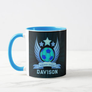 Neon Blue Soccer Ball Cool Custom Gifts For Boys Mug