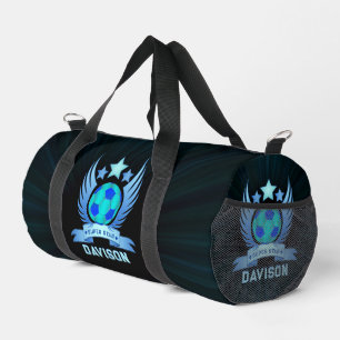 Neon Blue Soccer Ball Cool Sport Gifts For Boys Duffle Bag
