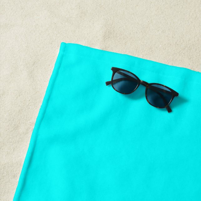 Neon Blue Solid Colour | Classic Beach Towel (In Situ)