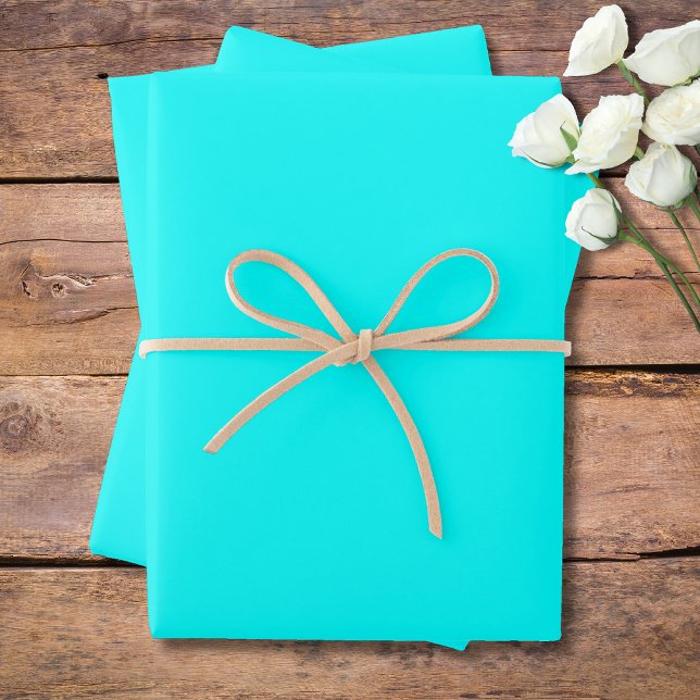 Neon Blue Solid Colour | Classic | Elegant Wrapping Paper Sheet (Creator Uploaded)