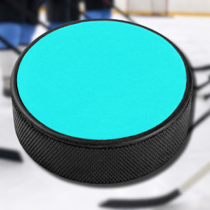 Neon Blue Solid Colour   Classic Hockey Puck