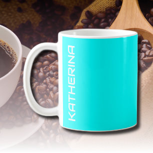 Neon Blue Solid Colour Classic Personalised Coffee Mug