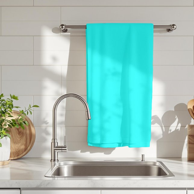 Neon Blue Solid Colour | Classic Tea Towel (Creator Uploaded)
