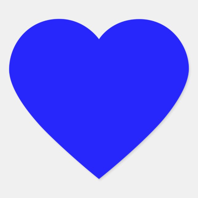 Neon Blue Solid Colour Heart Sticker (Front)