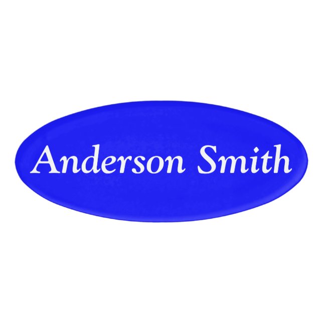 Neon Blue Solid Colour Name Tag (Front)