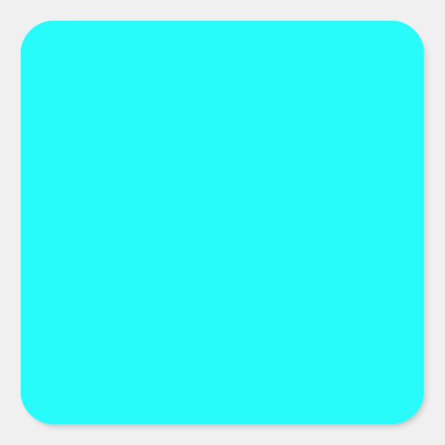Neon Blue Teal Light Bright Fashion Colour Trend Square Sticker (Front)
