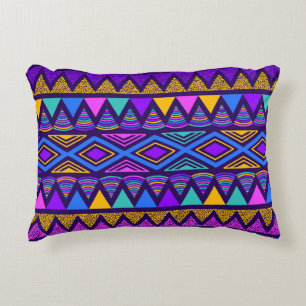 Neon Blue: Tribal Navajo Pattern Decorative Cushion