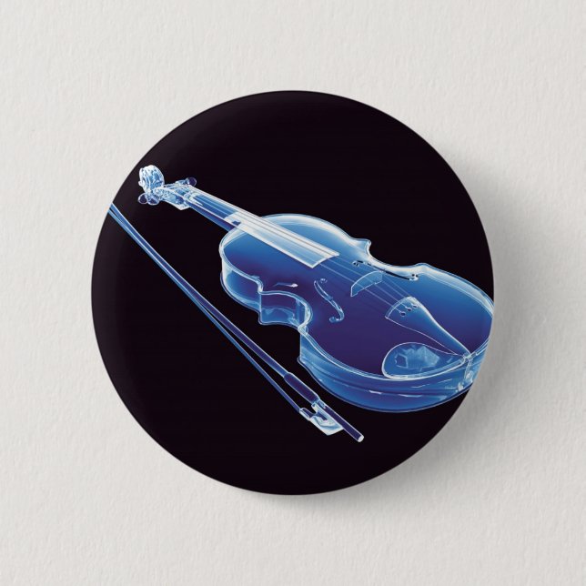Neon Blue Violin 6 Cm Round Badge (Front)