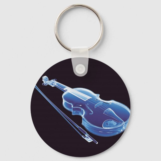 Neon Blue Violin Key Ring (Front)