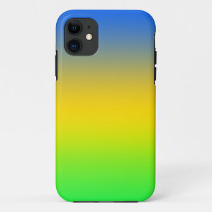  Neon blue, yellow, green gradient, ombre. iPhone 11 Case