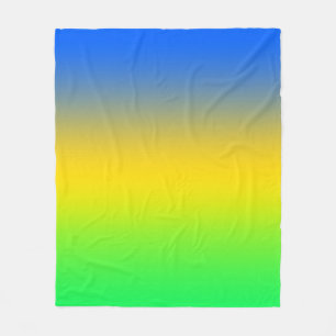 Neon blue, yellow, green gradient, ombre. Fleece Blanket