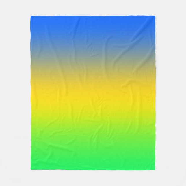  Neon blue, yellow, green gradient, ombre. Fleece Blanket (Front)