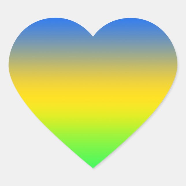  Neon blue, yellow, green gradient, ombre. Heart Sticker (Front)