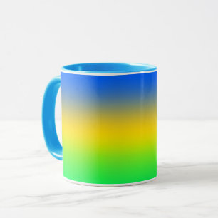 Neon blue, yellow, green gradient, ombre. Mug
