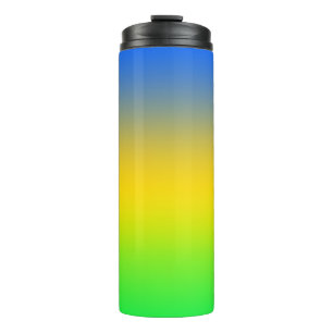 Neon blue, yellow, green gradient, ombre. Thermal Tumbler