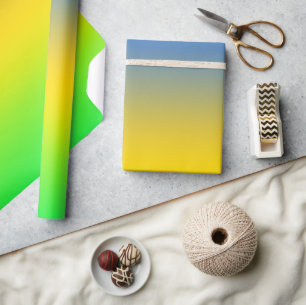 Neon blue, yellow, green gradient, ombre. Wrapping Paper