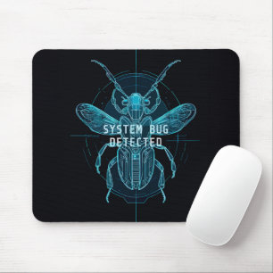 Neon Blueprint System Bug Programmer Desk Mouse Mat