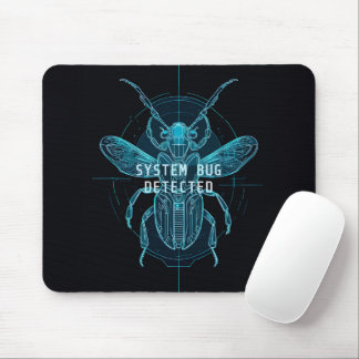 Neon Blueprint System Bug Programmer Desk Mouse Mat