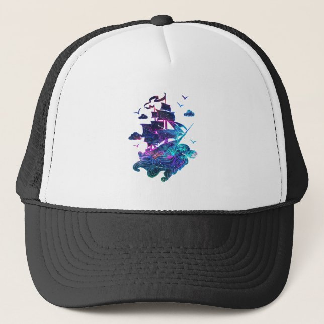 Neon Boat Trucker Hat (Front)