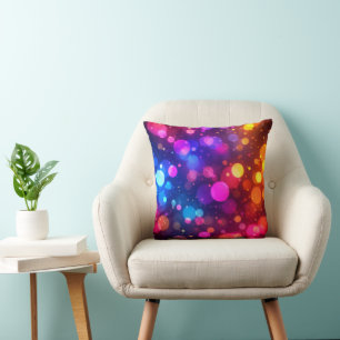 Neon Bokeh Lights Abstract Cushion