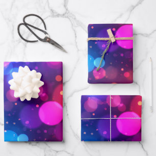 Neon Bokeh Lights Abstract Wrapping Paper Sheet