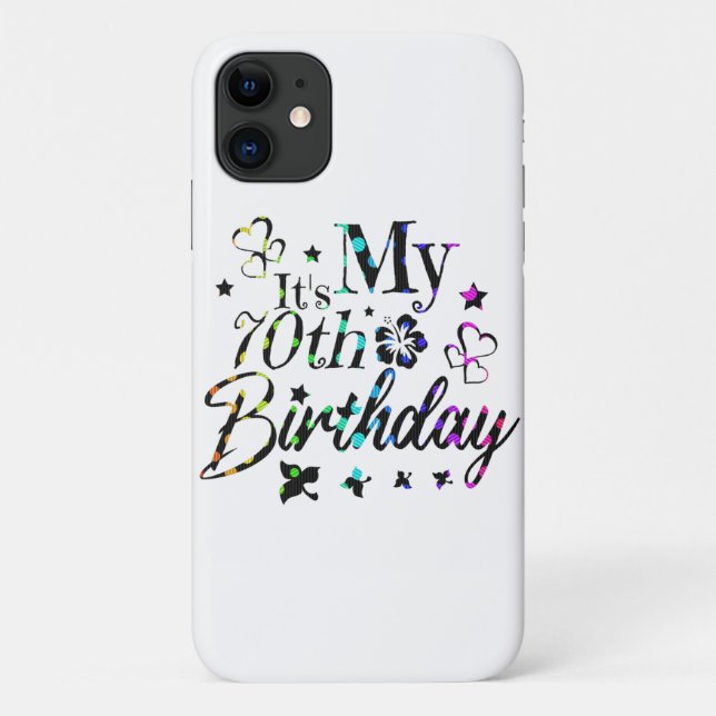 neon bokeh textured it's my 70th birthday Case-Mate iPhone case (Back)