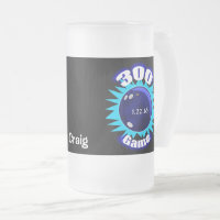 Neon BOWL sign & 300 Perfect Game, Frosted Mug