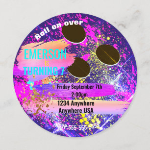 neon BOWLING BALL, bowling, Glow birthday party Invitation
