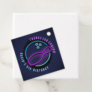 NEON BOWLING BALL ROUND Birthday Party Invitation Favour Tags